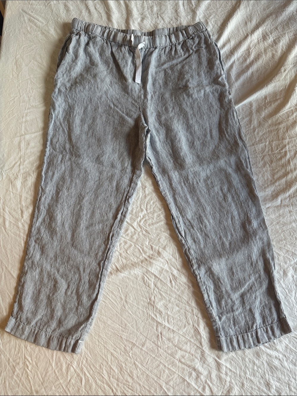Quince Light Gray Drawstring linen pants